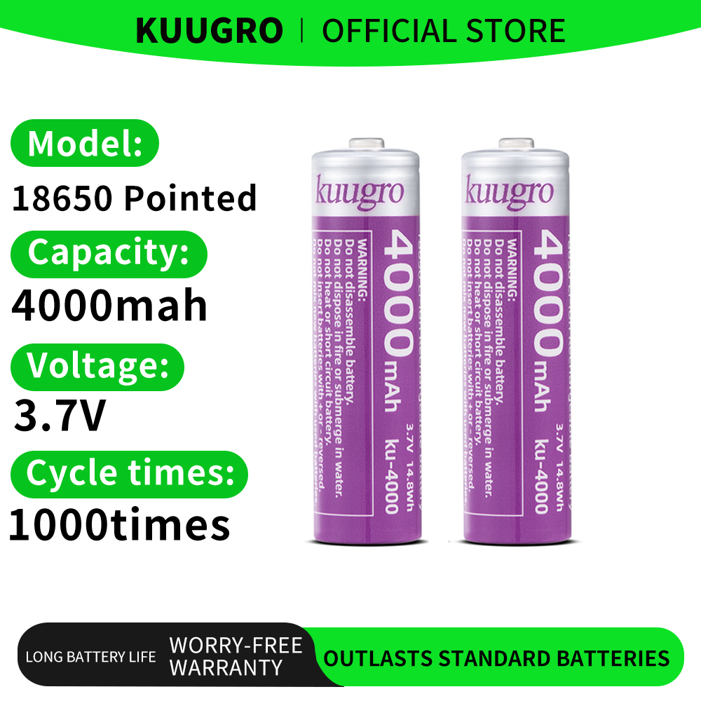 Vape Battery 18650 - Kuugro 18650 4000mAh Bateria de cabeça